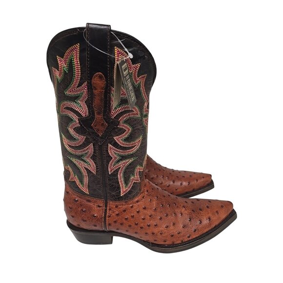 Dingo Men's DI 115 Outlaw Embroidered Ostrich Print Western Boot Cognac 9.5D - Picture 2 of 6